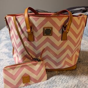 Dooney & Bourke Pink Chevron Tote Bag
